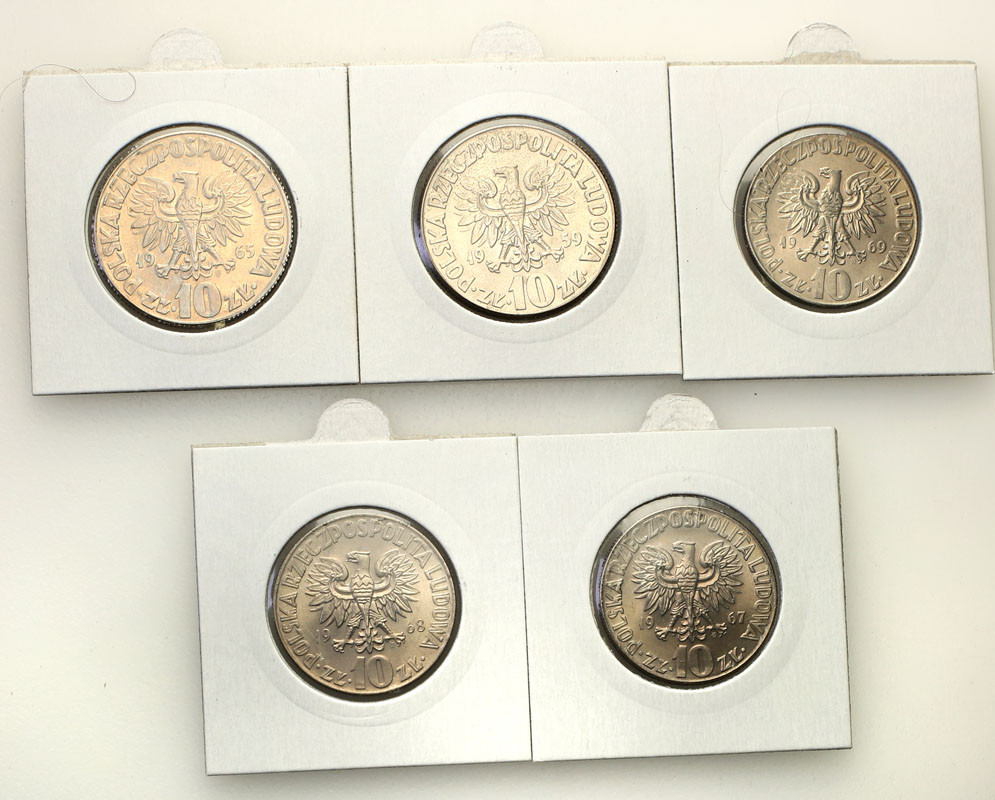 PRL. 10 złotych 1959-1969 Kopernik, zestaw 5 monet